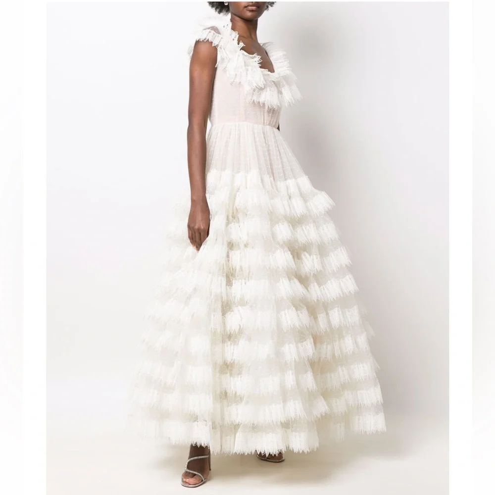 NWT Giambattista Valli ruffle tiered Dress Sz IT 40 - Picture 2 of 16